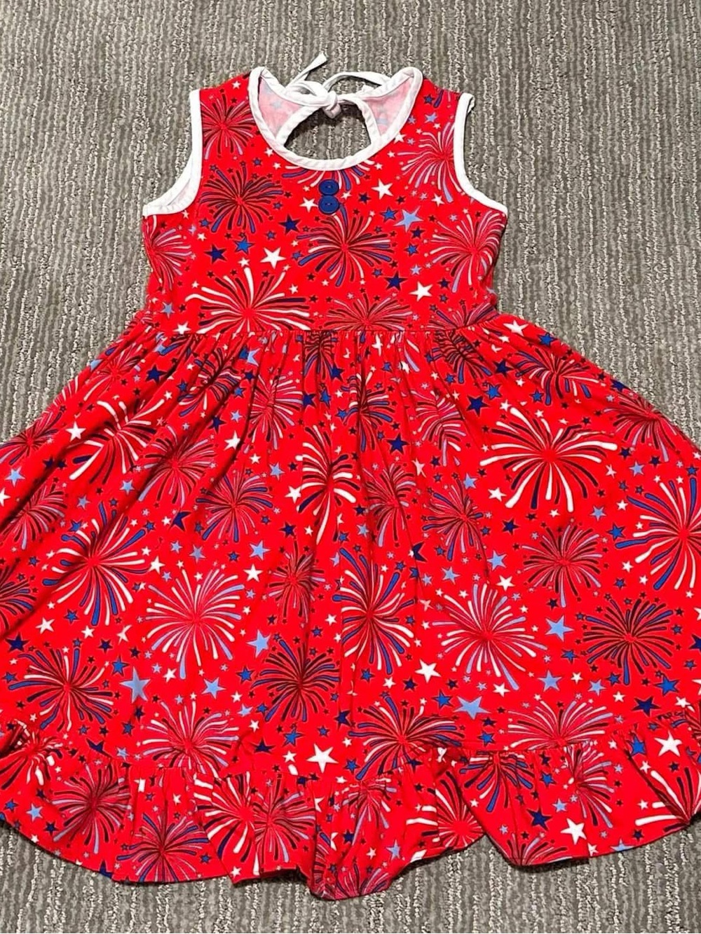 Girls Janie and Jack 8-10 Red Firework Print Summer Dress